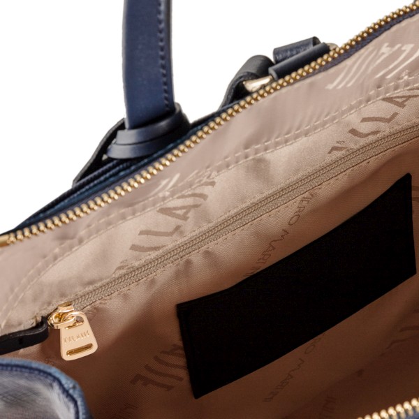 Alviero Martini十字紋蝴蝶 後背包(小)-藍/地圖黃