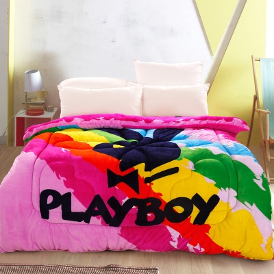 精靈工廠 PLAYBOY羊羔絨禦寒保暖毯被-繽紛彩虹