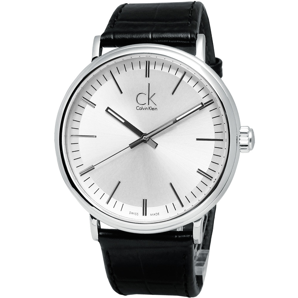 cK Surround 環繞線條極簡純粹時尚腕錶-銀面/42mm