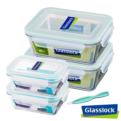 Glasslock強化玻璃微波保鮮盒-收納推薦5件組