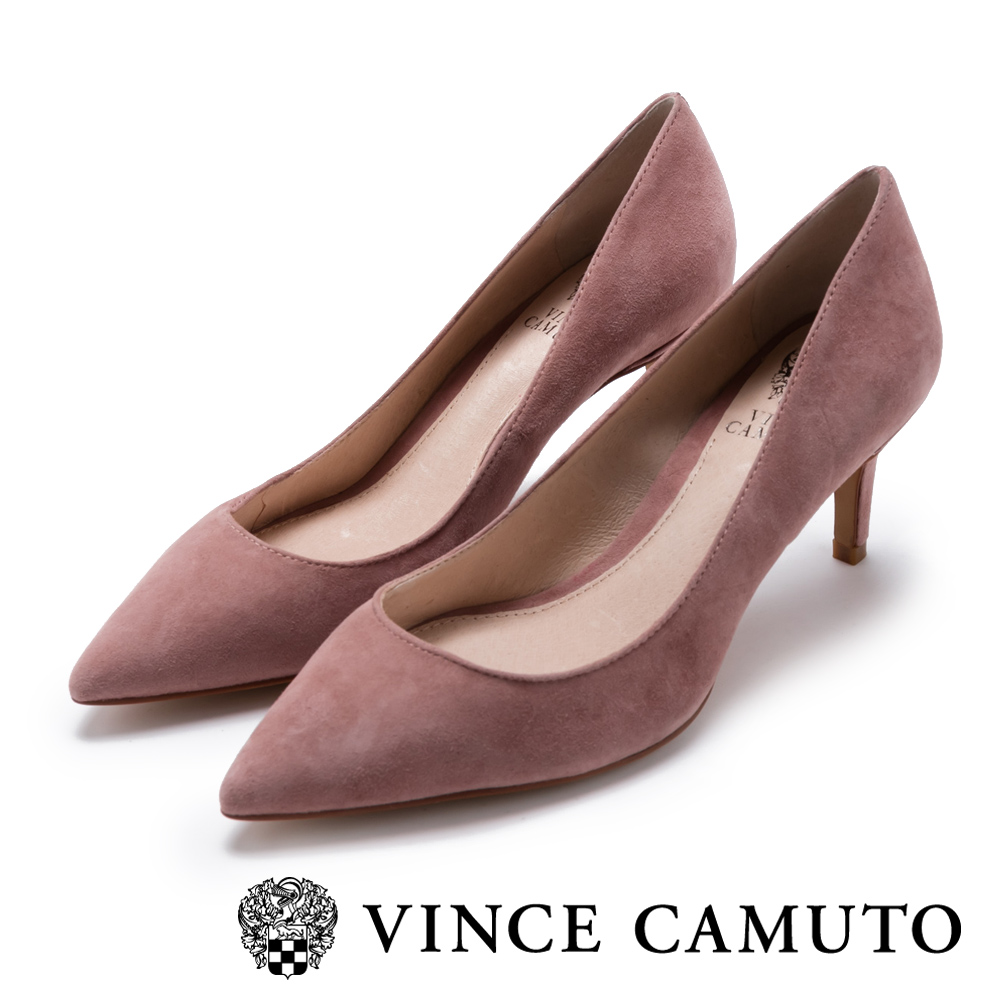 Vince Camuto 都會風尚 原色尖頭曲線高跟鞋-絨粉