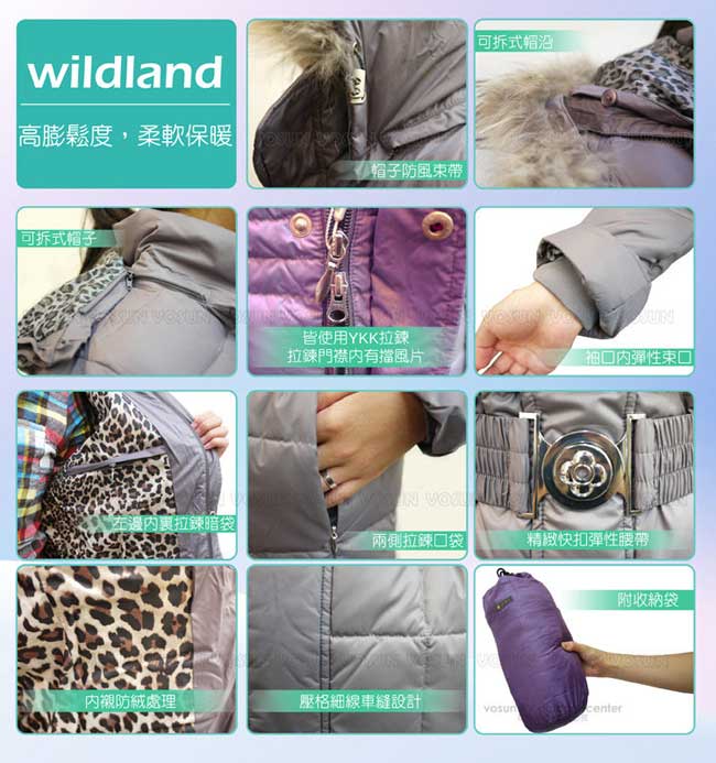 【荒野 wildland 】女款 中長版 貉子毛保暖羽絨外套_鐵灰