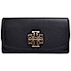 TORY BURCH  BRITTEN 金屬LOGO全皮革翻蓋長夾-黑 product thumbnail 1