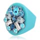 SWAROVSKI 土耳其藍色花朵造型晶鑽戒指-M號/L號 product thumbnail 1