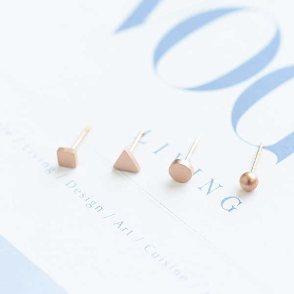 微醺禮物 正韓 低過敏 鋼針 鋼飾 圓形 三角形 方形 豆豆四個一組 耳針 耳環