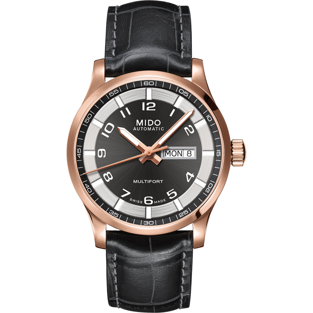 MIDO 美度 官方授權 Multifort 先鋒系列時尚機械腕錶-黑x玫塊金/42mm