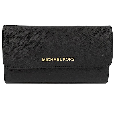 MICHAEL KORS JET SET 防刮牛皮三折扣式長夾(黑色)