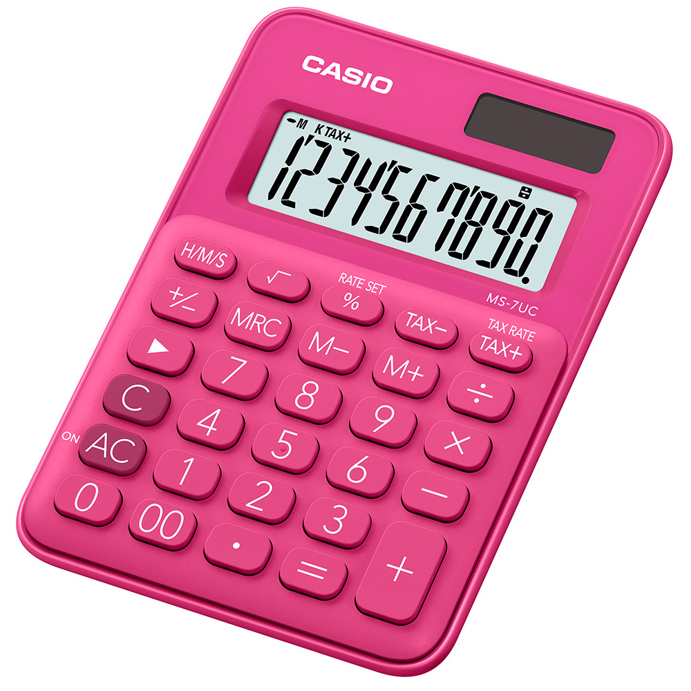 CASIO 10位元甜美馬卡龍迷你型計算機(MS-7UC-RD)-紅蜜桃