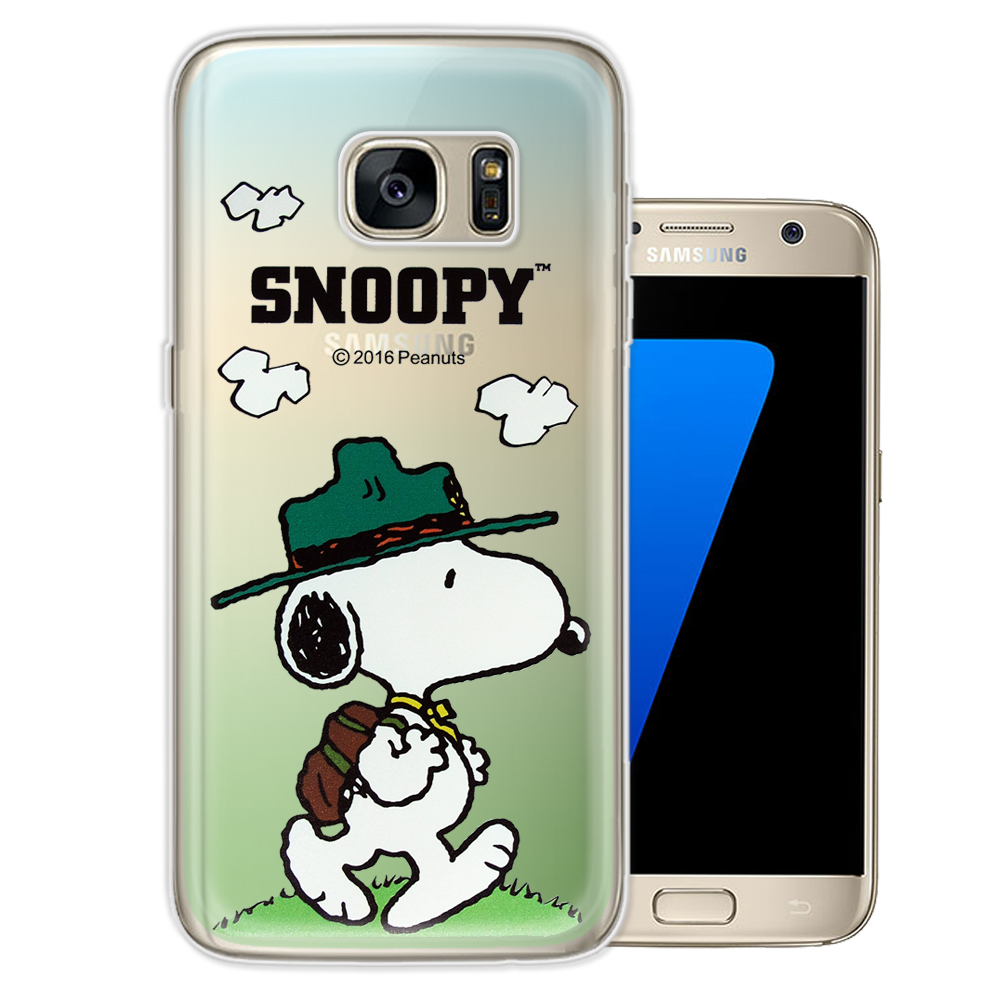 史努比 / SNOOPY Samsung Galaxy S7 漸層彩繪軟式手機殼(郊遊)