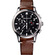 AEROWATCH Grace優雅風範三眼計時腕錶-黑x咖啡色錶帶/42mm product thumbnail 1