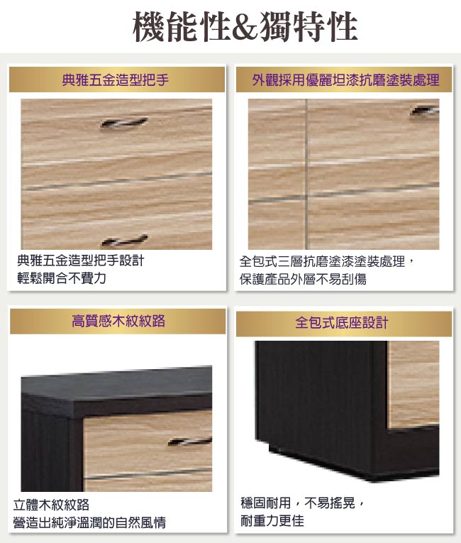 品家居 多妮絲4尺木紋雙色六斗櫃-120x40x76cm免組