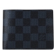 LV N62239 經典Damier棋盤格紋 SLENDER 對折短夾(黑藍) product thumbnail 1