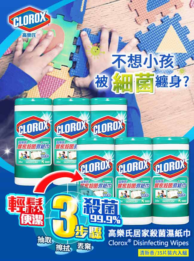 美國CLOROX 高樂氏居家清潔殺菌濕紙巾 清新香35片(6入/箱)