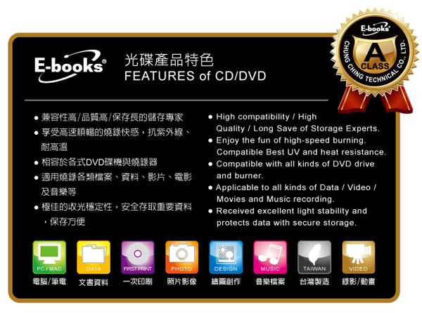 E-books 國際版 52X CD-R 20片桶