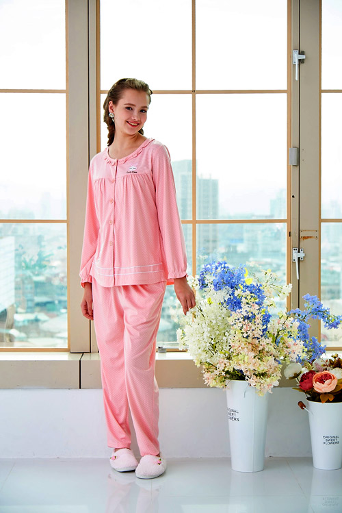 睡衣 精梳棉柔針織 長袖兩件式睡衣(67209)粉色 蕾妮塔塔