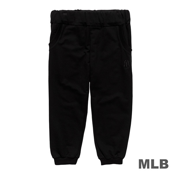 MLB-紐約洋基隊LOGO繡花束口七分褲-黑 (女)