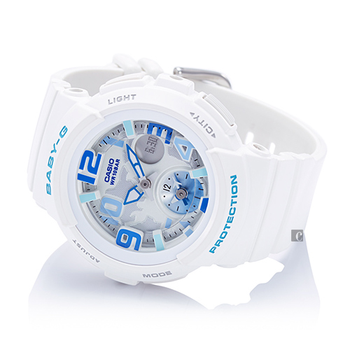 CASIO卡西歐 Baby-G 旅行系列地圖手錶-白