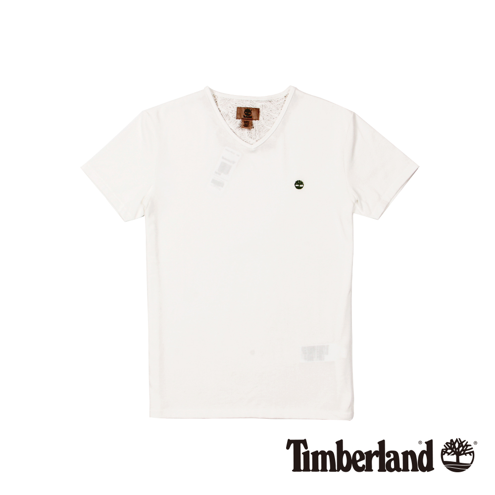 Timberland 男款白色Coolmax速乾V領純色T恤