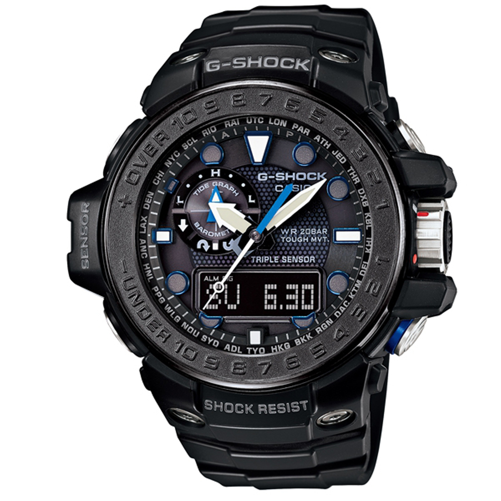 G-SHOCK 全方位新配備潮汐海洋運動概念電波錶(GWN-1000C-1A)-霧黑/45mm