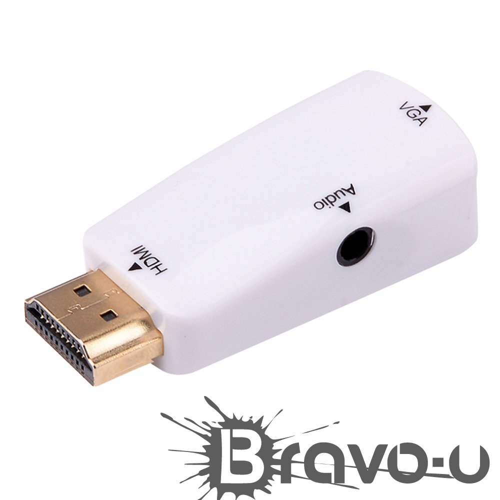 Bravo-u HDMI(公) to VGA(母) 鍍金轉接頭 2入組