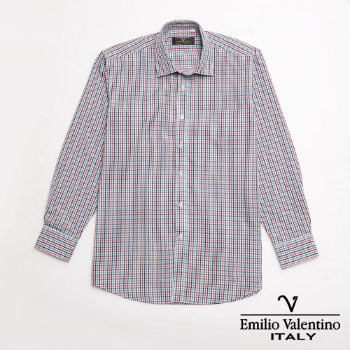 Emilio Valentino 范倫提諾經典格紋襯衫-紅藍