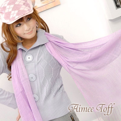 Aimee Toff經典款柔情流蘇長圍巾(紫)