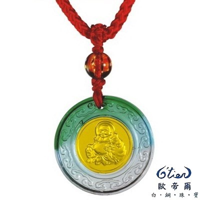 【O’tier 喜福金品】歡喜彌勒(圓形)3分墜飾