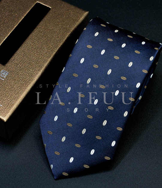 拉福果粒藍領帶7cm寬版領帶拉鍊領帶 (藍)