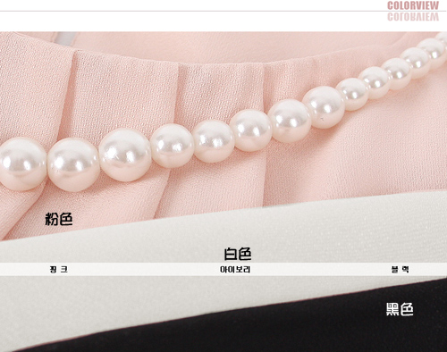 【N.C21】珍珠鍊飾優雅感上衣 (共三色)