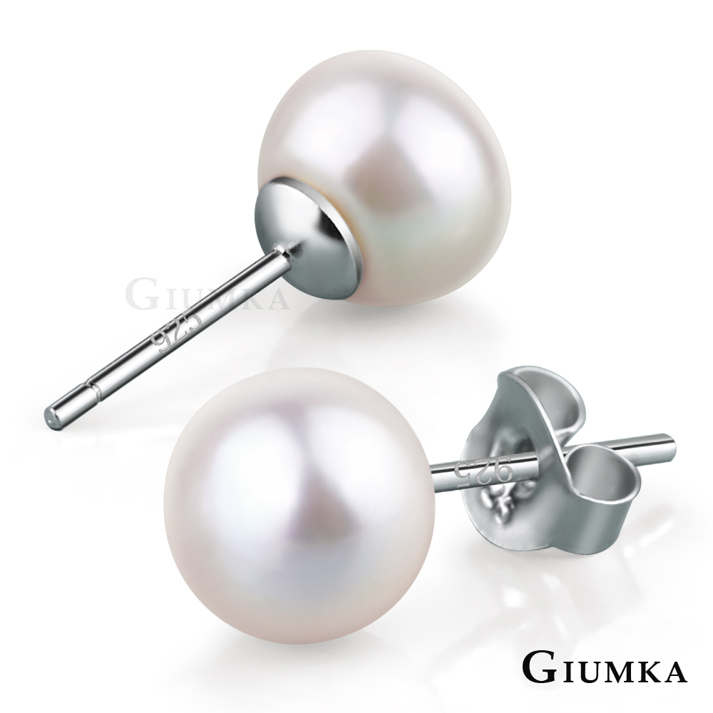GIUMKA純銀耳環 白珍珠 天然淡水珠 8.0mm