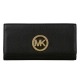 MICHAEL KORS 金字LOGO皮革扣式長夾(黑) product thumbnail 1