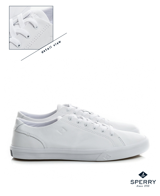 SPERRY Striper全新進化吸震減壓皮革6孔休閒鞋(情侶款)-白