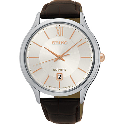 SEIKO 城市簡約美學時尚腕錶 送禮首選-玫瑰金時標x咖啡/42mm (SGEH55P1)_SK045