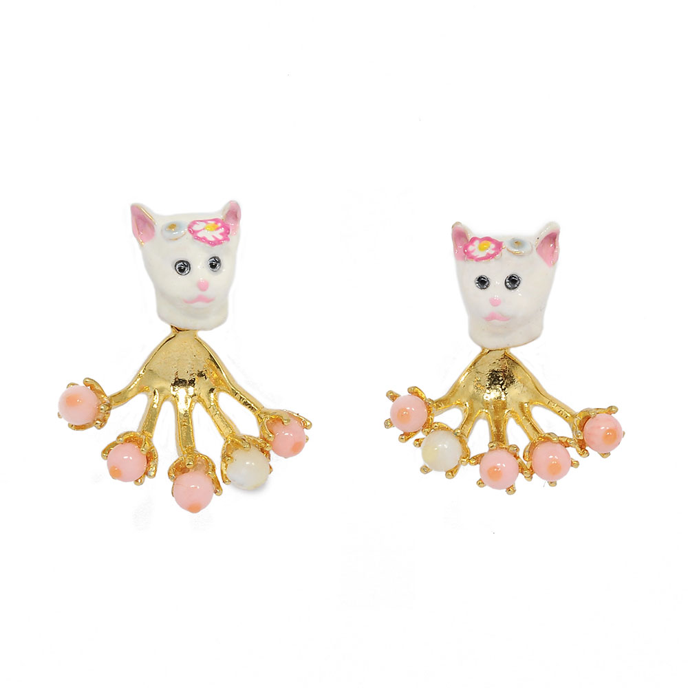 Les Nereides N2 貓咪系列 可愛小貓 金色耳環針式 法國 巴黎 設計師