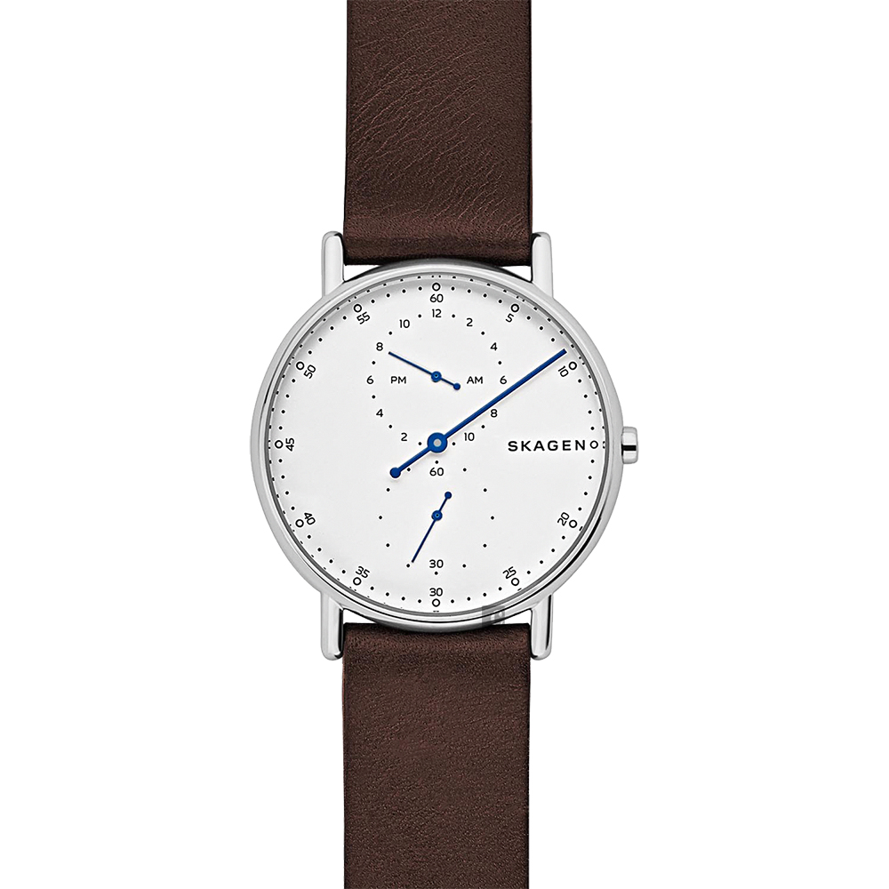 Skagen Signature 北歐時尚單針手錶-白x/咖啡色40mm