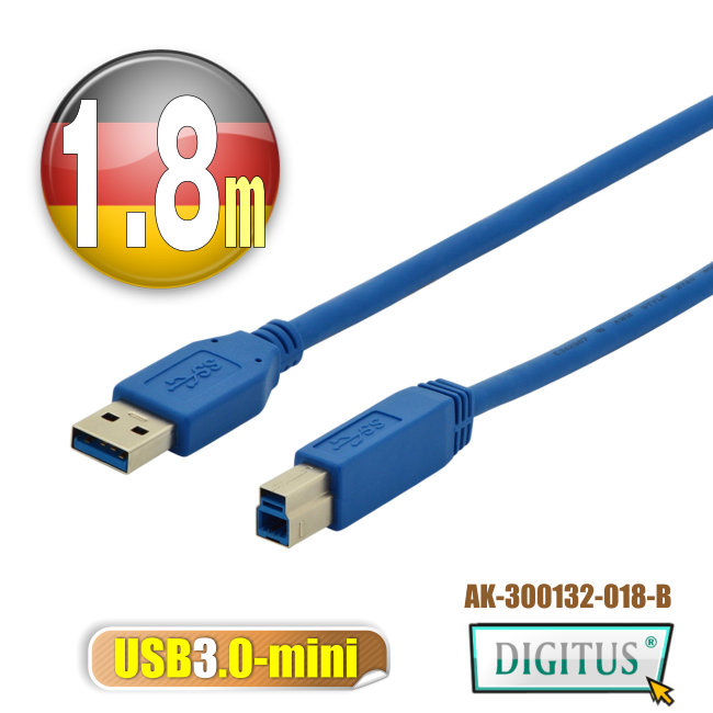 曜兆DIGITUS USB3.0A公轉B公線miniUSB3.0*1.8公尺