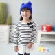 Azio Kids 童裝-上衣 雙蝴蝶結條紋拼接下擺長袖上衣(藍) product thumbnail 1