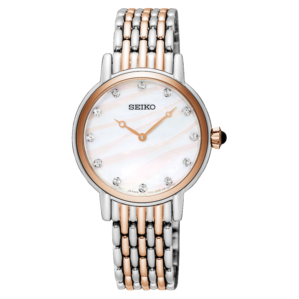 SEIKO 精工 海洋之心晶鑽女錶(SFQ806P1)-雙色版/29mm