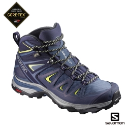 Salomon 登山鞋 中筒 GORETEX 防水 女 X ULTRA 3 藍