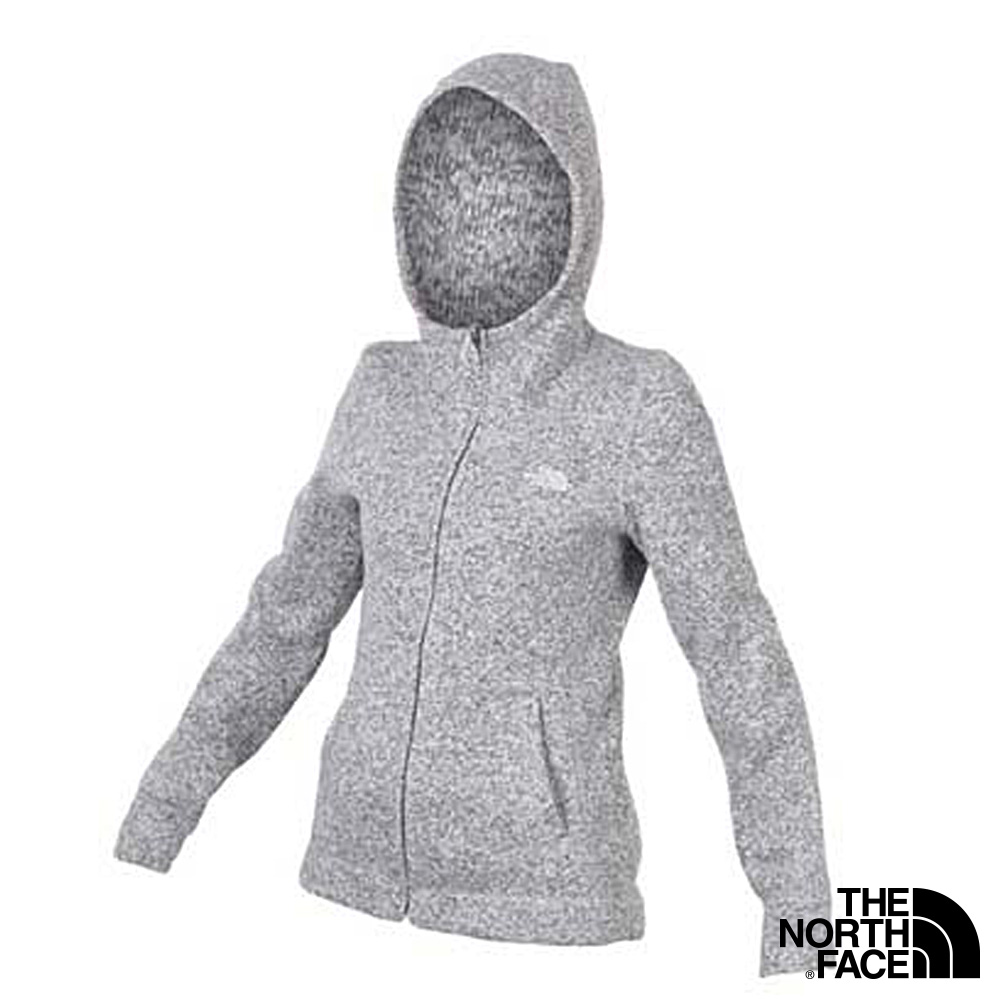 The North Face 輕量刷毛連帽外套 灰白 女