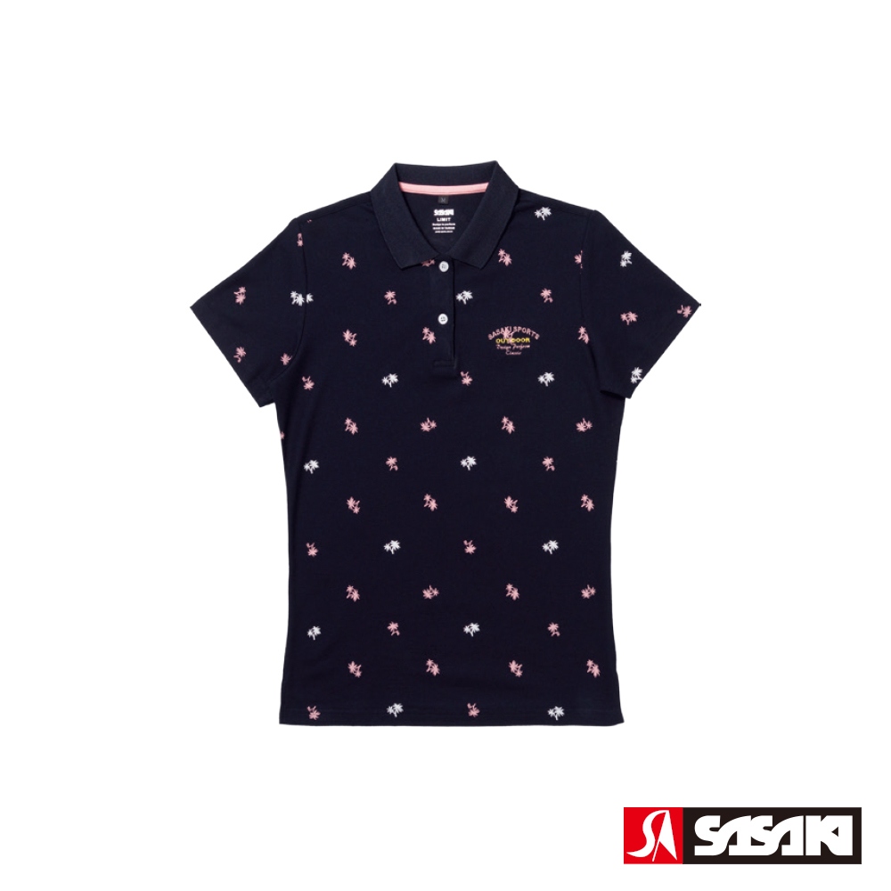 SASAKI 抗紫外線吸排功能高爾夫球短衫 女 丈青/珊瑚紅