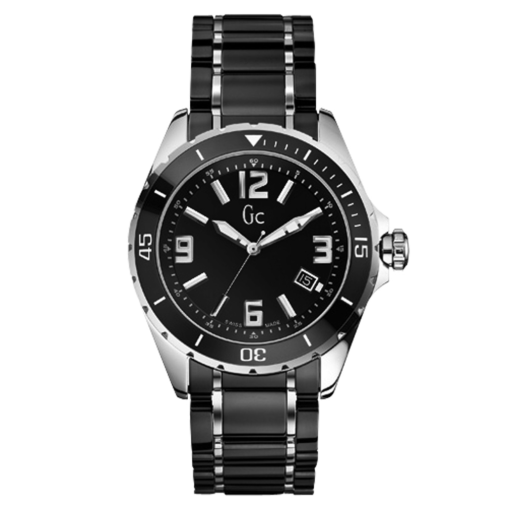Gc 時尚紳士日期陶瓷腕錶-黑/43mm