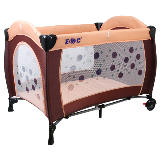 EMC 嬰幼兒安全遊戲床(幸運咖啡)+雙層架+尿布台