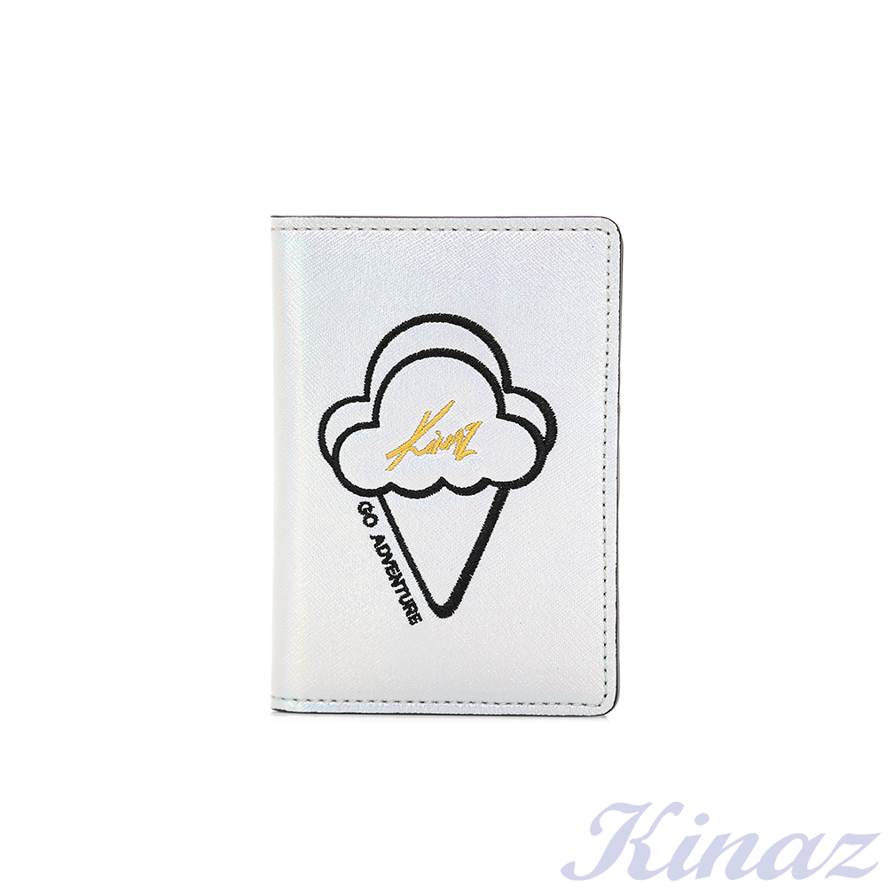 KINAZ 甜美回憶護照夾-炫光銀-酷甜筒系列