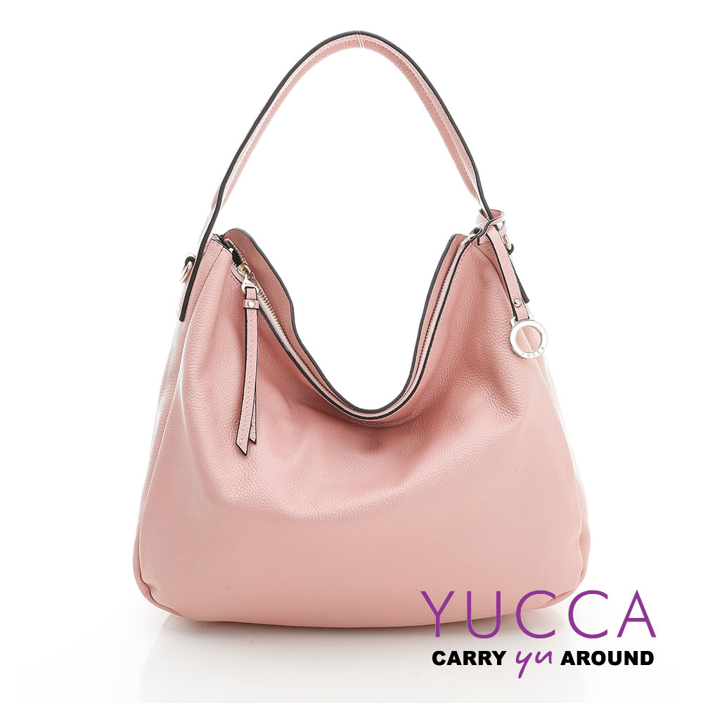 YUCCA - 牛皮自然垂墜個性包-粉紅色- D0113025