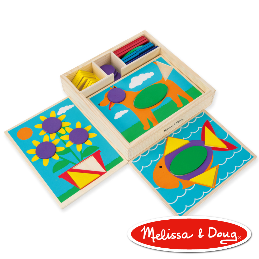 美國瑪莉莎Melissa & Doug 幼兒幾何積木-10面拼板, 30pcs | 建構式