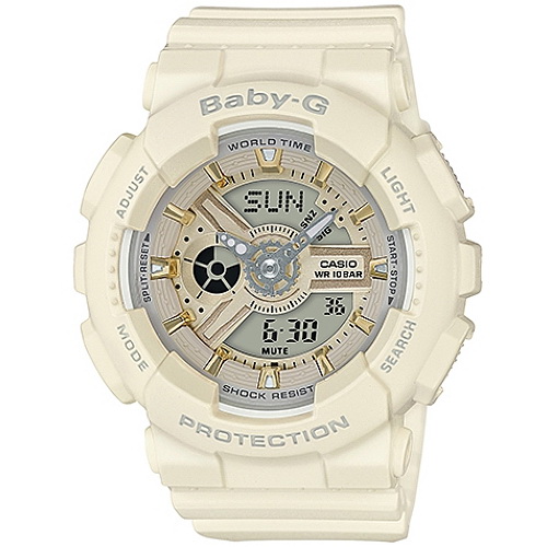 BABY-G 百變的少女時代腕錶(BA-110GA-7A2)-米黃+金/43.4mm