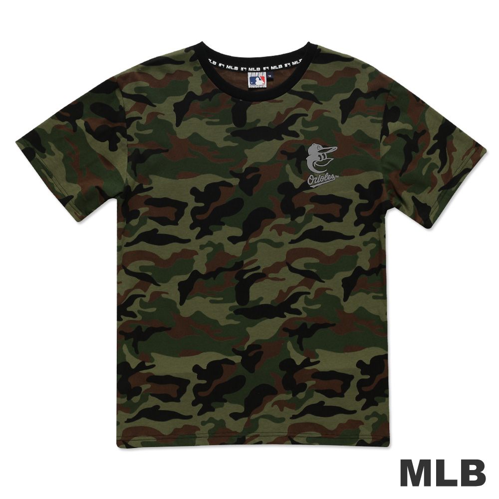 MLB-巴爾的摩金鶯隊圓領反光迷彩短袖T恤-綠(男)