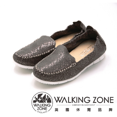 WALKING ZONE 高質感皮革休閒鞋 女鞋-灰(另有粉、藍)