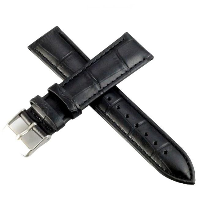 進口高級義大利牛皮鱷魚壓紋通用型錶帶(黑)